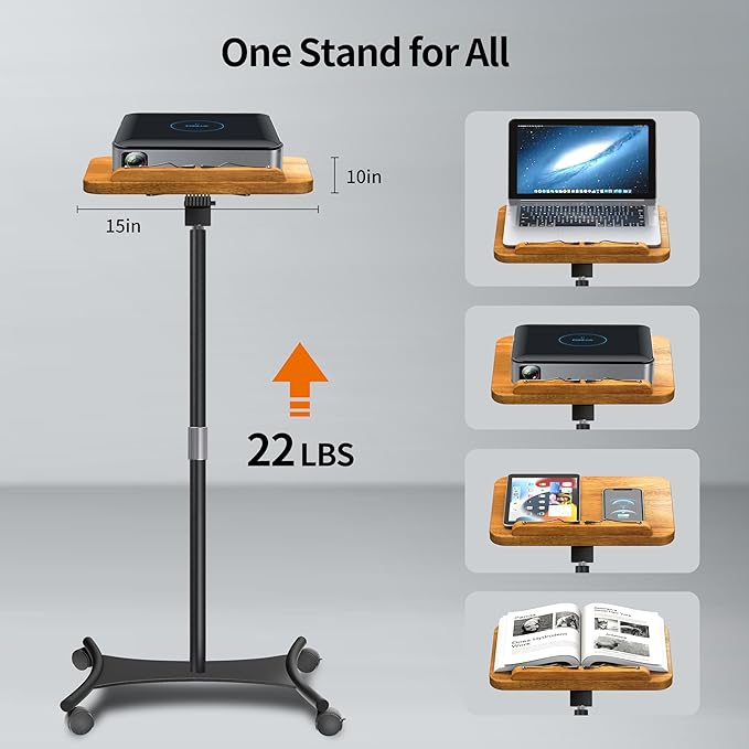 NAMON Rolling Floor Book Stand for Reading, 100% Solid Wood, Height Adjustable - Image 3
