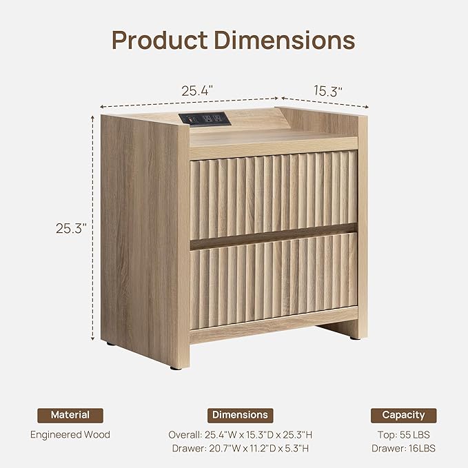 SICOTAS Night Stand Fluted Nightstands - Image 2