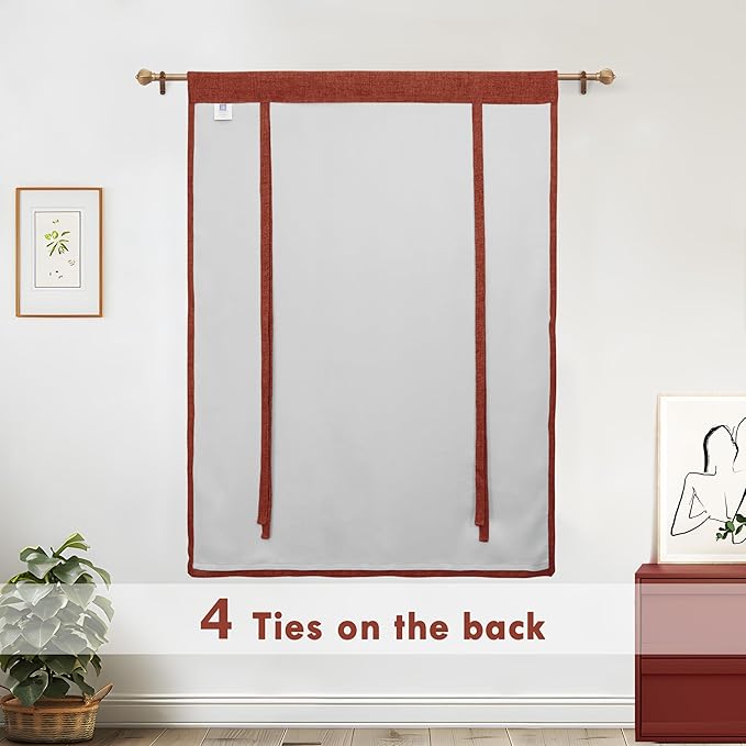 DriftAway Double Layer Linen Blackout Tie Up Curtains Thermal Insulated Fully - Image 7