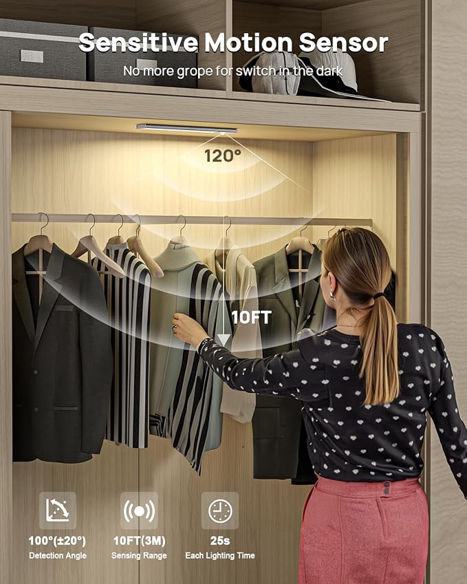Under Cabinet Lights Wireless, Motion Sensor Light Indoor Closet Lights - Image 3