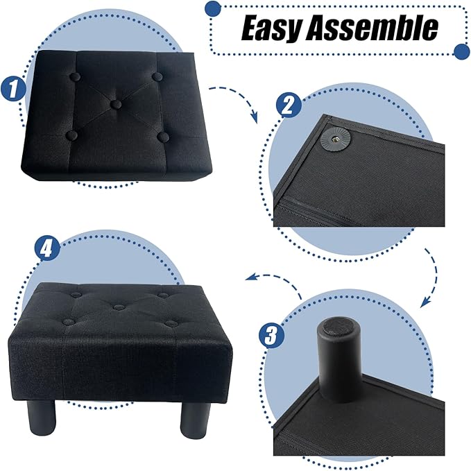BRIAN & DANY Small Foot Stool, Linen Foot Stools - Image 5