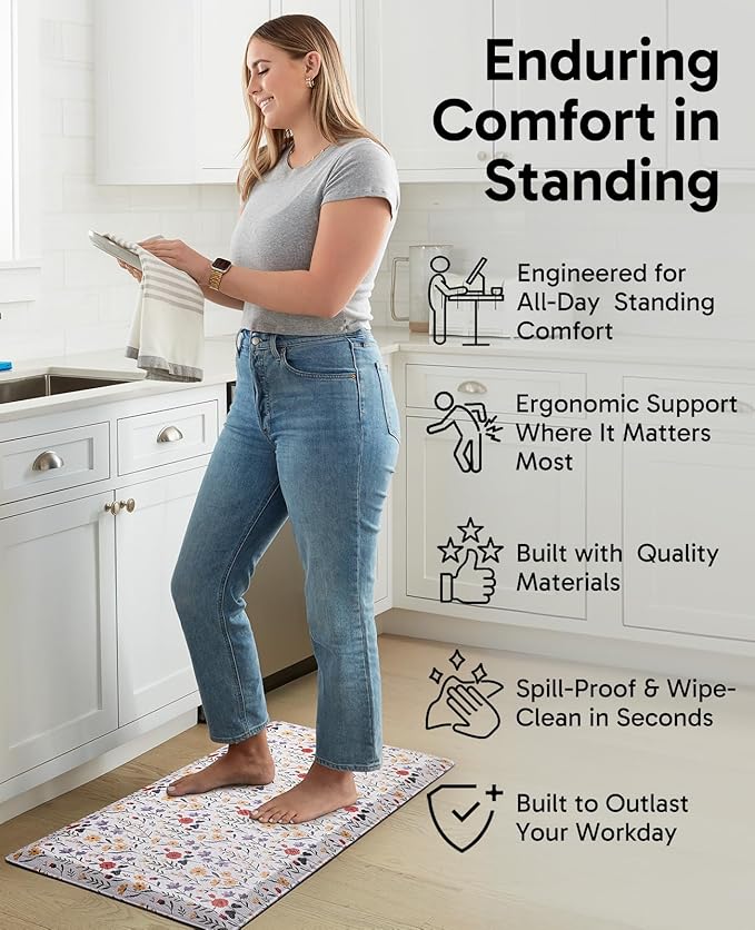 Ophanie Kitchen Mats for Floor, 3/4 inch Thick, 20x39 Anti Fatigue Cushioned Mat - Image 3