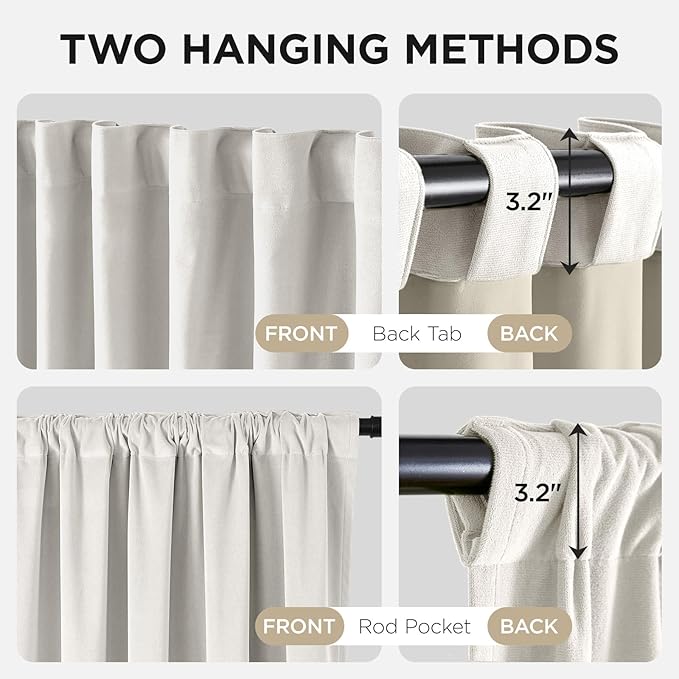 Joydeco White 100% Blackout Curtains 102 Inch 2 Panels, Luxury Thermal White - Image 3