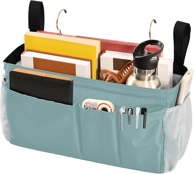 KOPIRIT Teal Bedside Caddy Storage Bag Bedside Organizer - Image 3