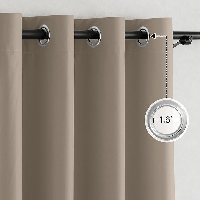 NICETOWN 100% Blackout Tan Curtains - Image 2