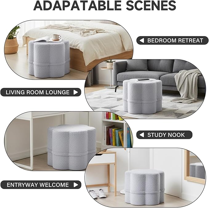 Tiita Floral Pouf Ottoman, Foot Stools Ottoman - Image 6