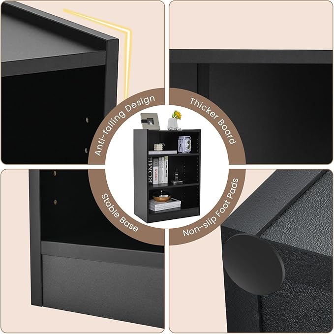 LOKO 3-Tier Open Bookcase, Freestanding Modern 3-Cube Bookshelf - Image 5