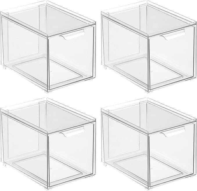 mDesign Shoe Storage Box with Drawer – Sturdy Plastic Storage Box - Image 9