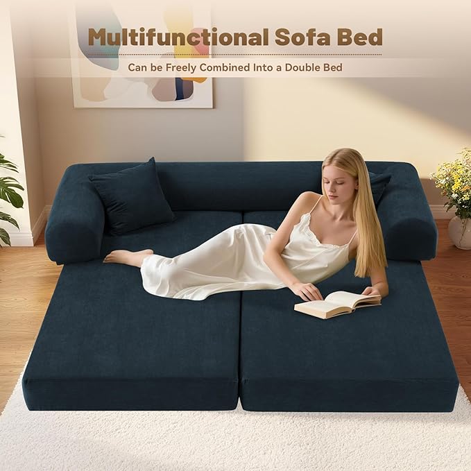 Convertible Futon Sofa Bed, Oversized Queen Sleeper Sofa in a Box, Corduroy - Image 4