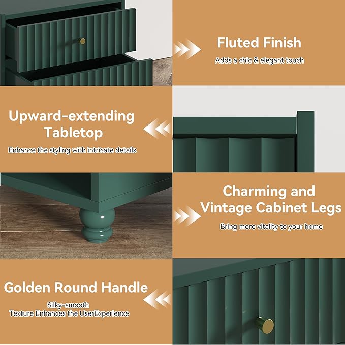 Modern Nightstand, Fluted End Table - Image 5