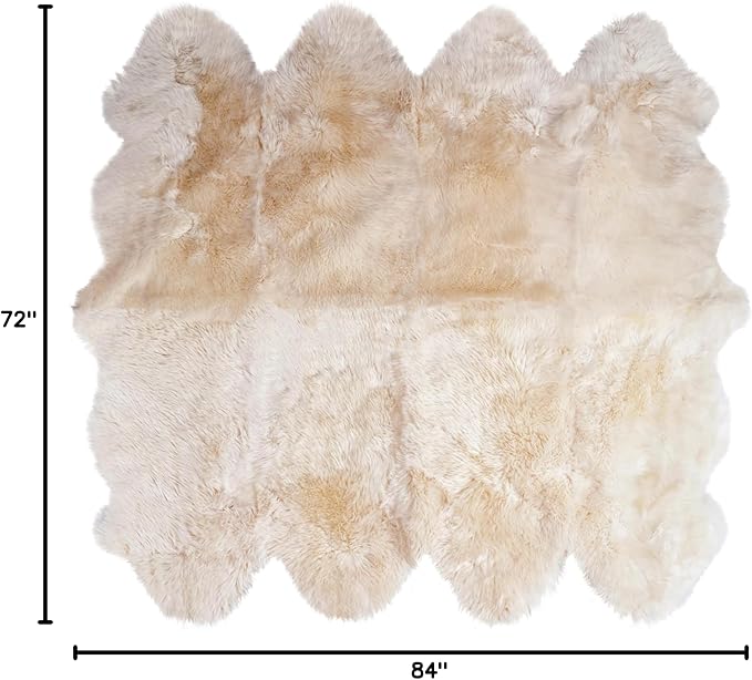 Premium Genuine Sheepskin Rug 6' x 8' Long Fur Soft & Natural Shaggy Living - Image 2
