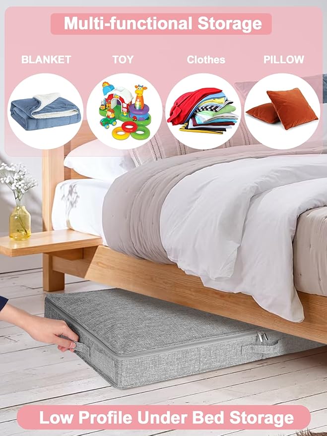 Low Profile Under Bed Storage Containers, Shallow Clothes Storage Organizer Bin - Image 5