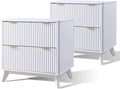 T4TREAM Fluted Night Stand Set 2, Modern Wood Side Tables Bedroom, End Table by T4TREAMFurniture