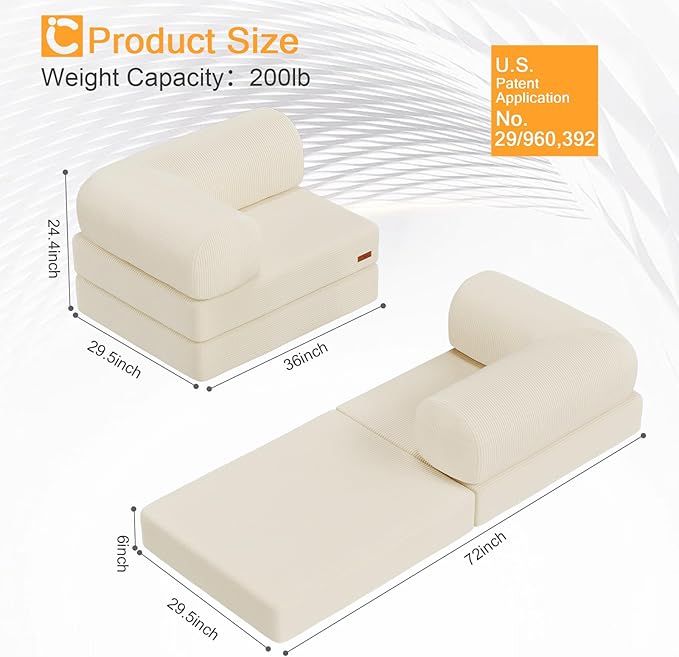 COMAX Folding Sofa Bed, Fold Out Chair, Foldable Sofa, Convertible Sleeper Chair - Image 3