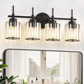 EJIAXIN 4 Light Round Crystal Vanity Lights, Modern Black Crystal Wall Light by WelcometoEJIAXIN