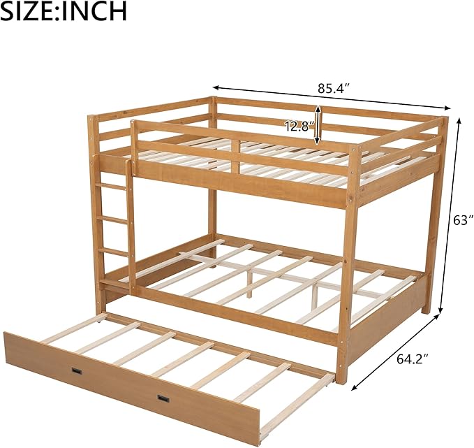 Upgraded Version Thicken Solid Wood Queen Over Queen Bunk Bed - Image 2