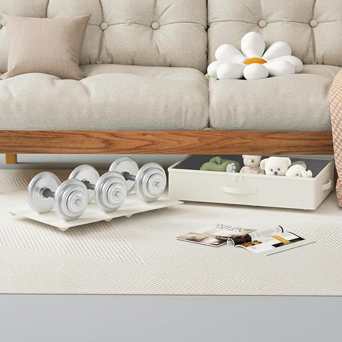 Under Bed Storage with Wheels, No Assemble Required 5.5 inches height beige - Image 6