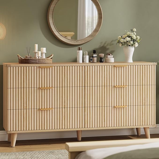 Lulive Dresser for Bedroom Wood Dressers Chest of Drawers, Fluted 53.2" Wide by Lulive