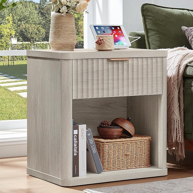 LEYAOYAO Fluted Nightstand by LEYAOYAO-Findtheshiningpointofyourideallife%EF%BC%81