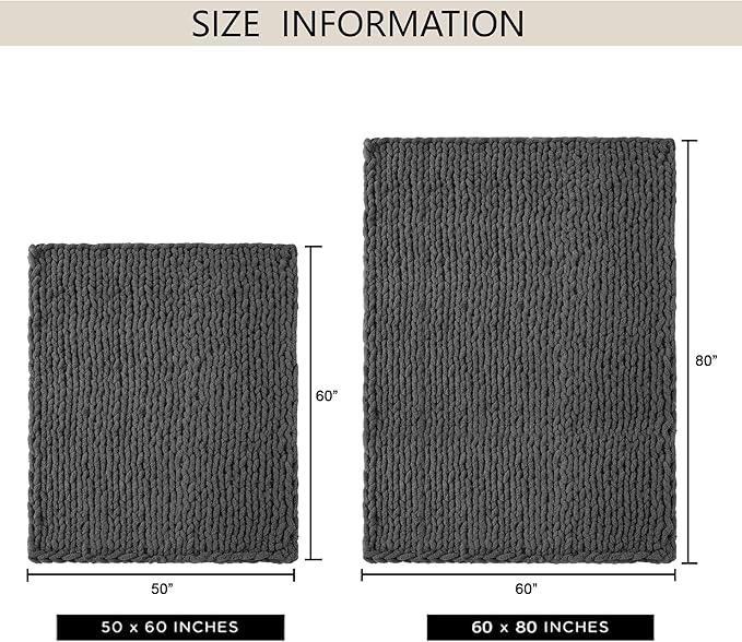 Chunky Knit Throw Blanket 60"X 80", 100% Handmade - Image 9