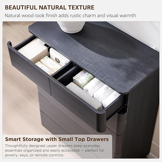 ACCOHOHO 6 Drawer Dresser for Bedroom, 42 Inch Tall Modern Chest of Drawers - Image 3