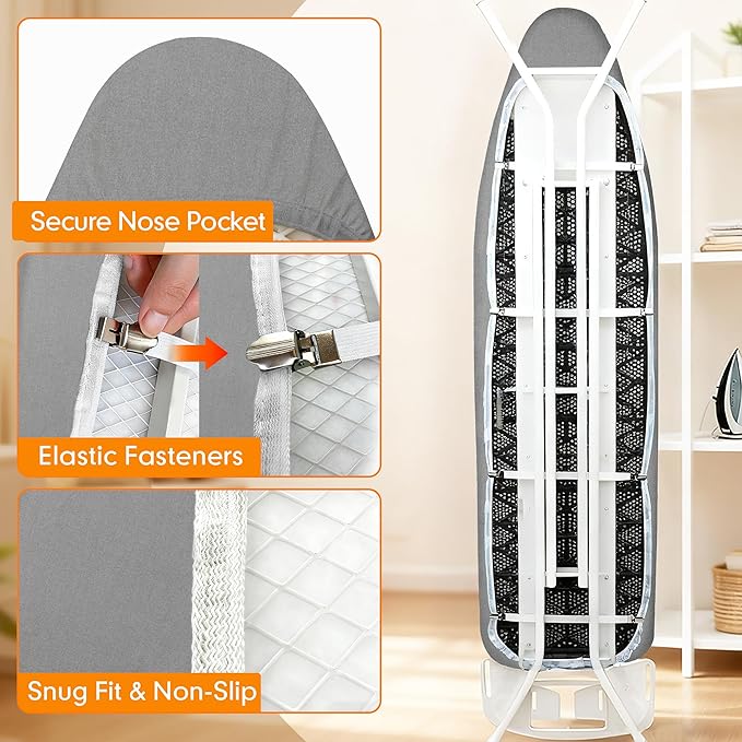 Ironing Board Cover and Pad, 15x54 Standard Size Thick Iron Padding, Scorch & - Image 5