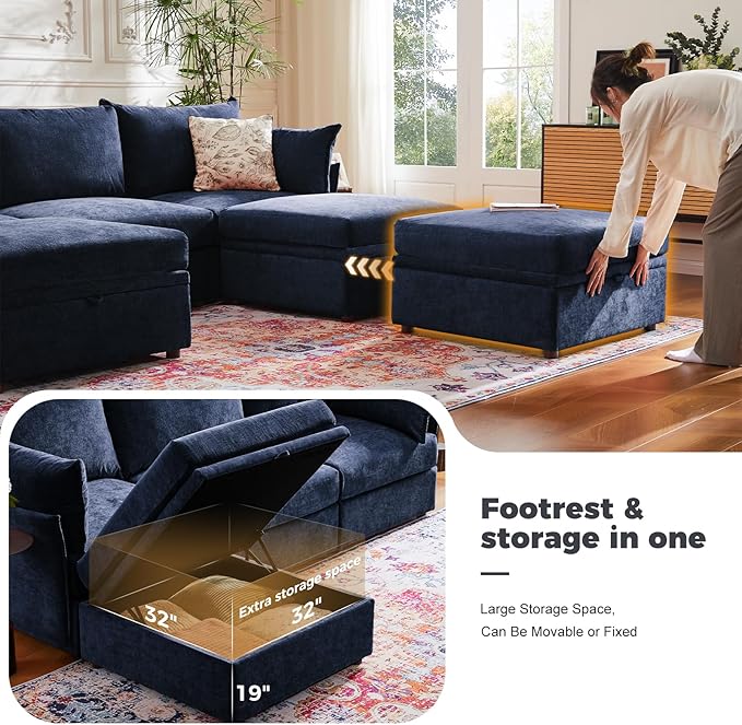ABCASA 134.6" Oversized Modular Sectional Sofa, 6 Seater U Shaped Couch - Image 5