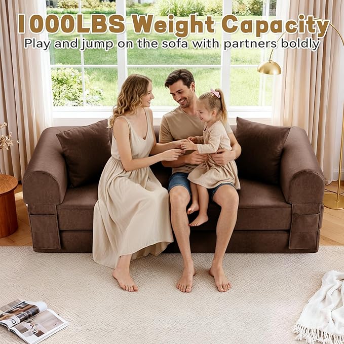 Convertible Sleeper Sofa Bed, 78.5 Inch Faux Leather Futon Couch - Image 2