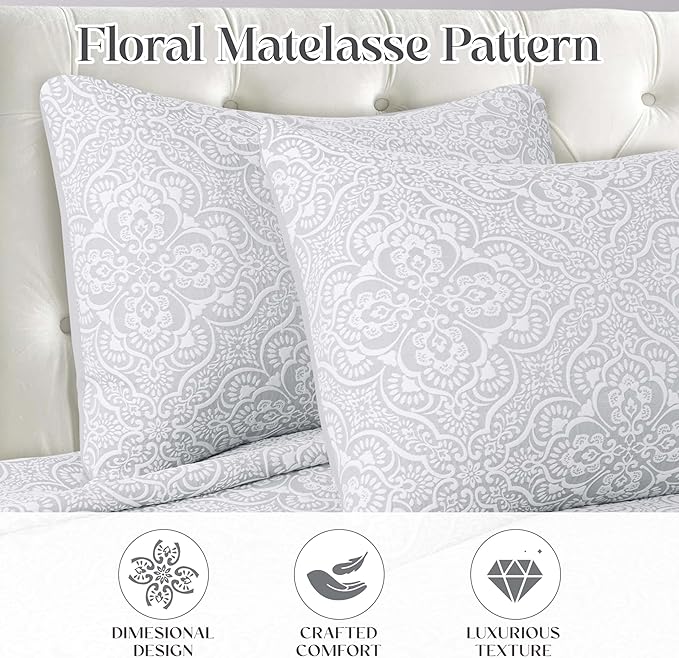 Superior 3 Piece Bedspread Set, Home Bed Decor, Decorative Bed Spread, 2 Pillow - Image 3