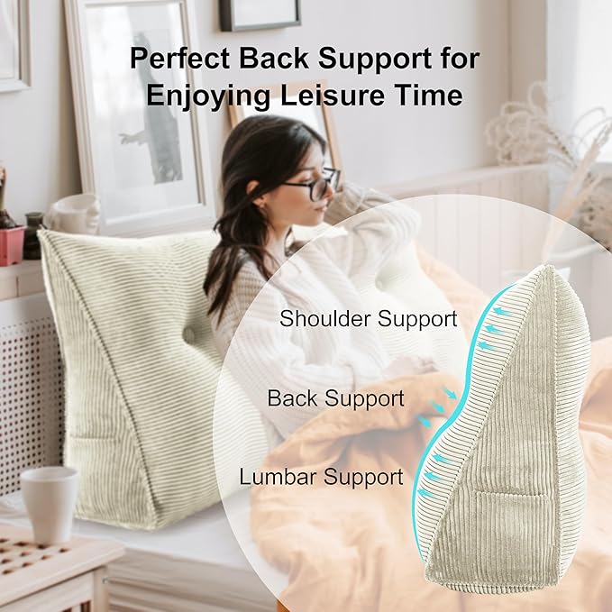 WOWMAX 100% Cotton Corduroy Headboard Pillow – California King Size Back - Image 3