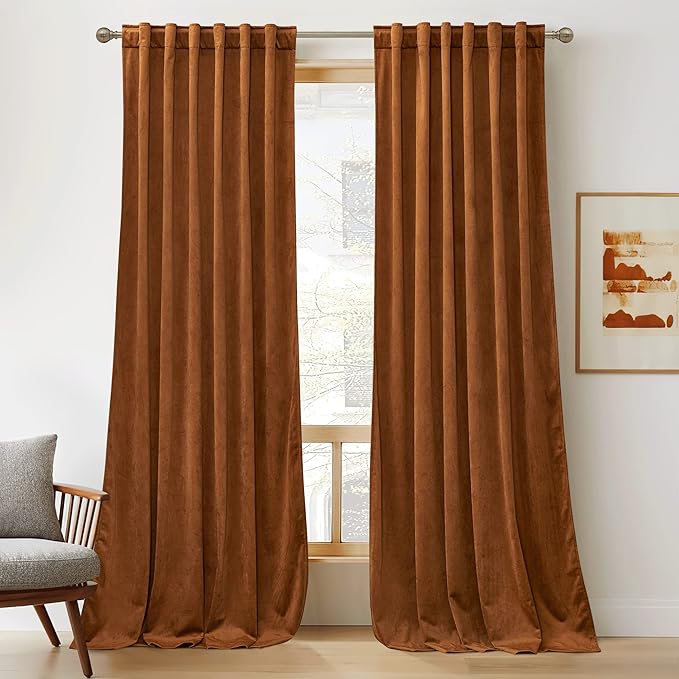 RYB Home Heavy Duty Velvet Curtains & Drapes, Room Darkening Noise Reducing by RYBHOME