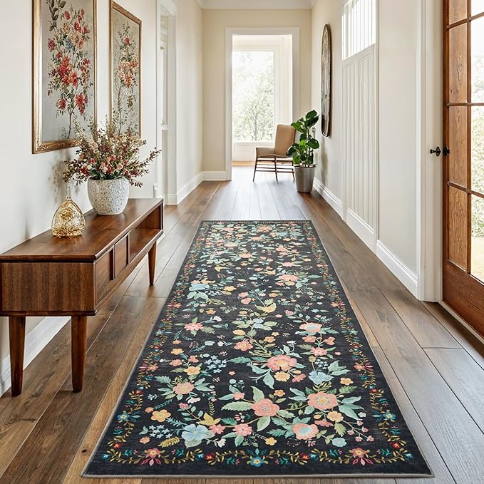 Amada 2.6x8 Washable Runner Rug, Non-Slip & Low-Profile Kitchen Area Rug by AMADAHOMEFURNISHING