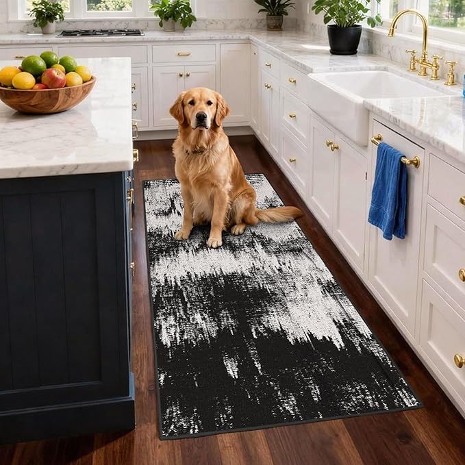 3x8 Hallway Washable Runner Rug: Extra Long Kitchen Runner Non Slip Abstract - Image 3