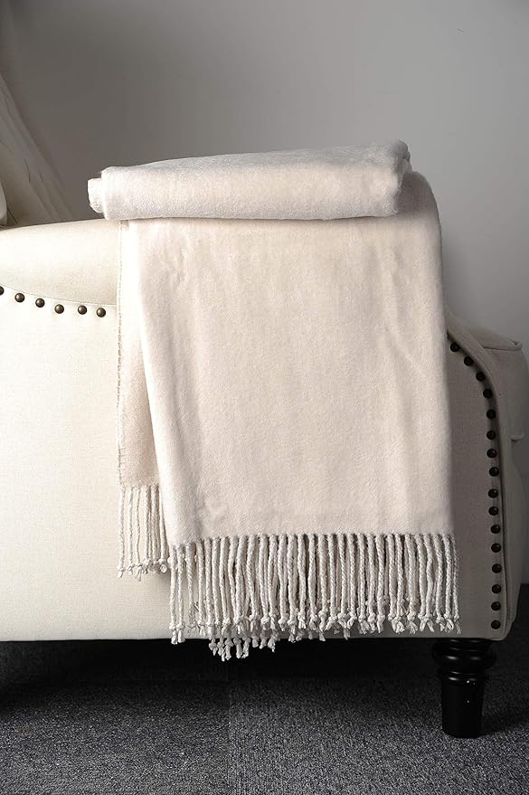 EP Mode Fringed Mulberry Silk Throw Blanket - Image 4