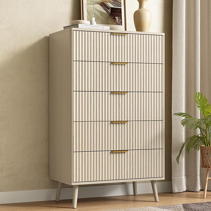 CARPETNAL Fluted 5 Drawers Dresser by CARPETNAL