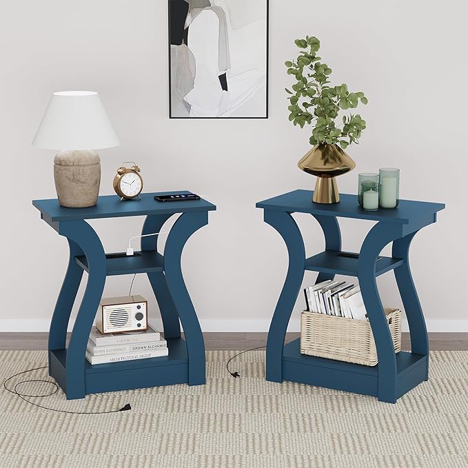 End Table with Charging Station, Side Table with USB Ports and Outlets - Image 2