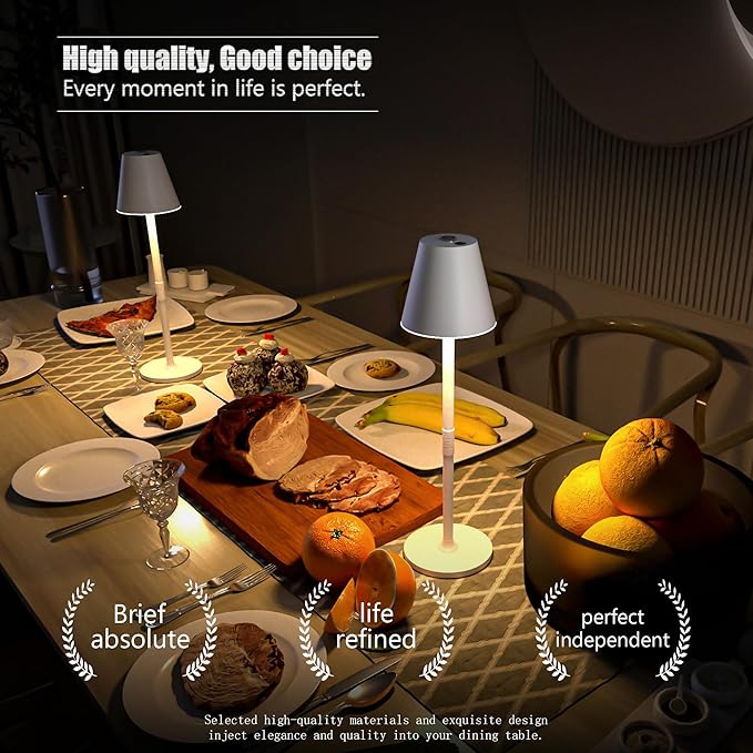 2 Pack LED CordlessTable Lamp, 4000mAh Rechargeable Battery Desk lamp, 3 Level - Image 3