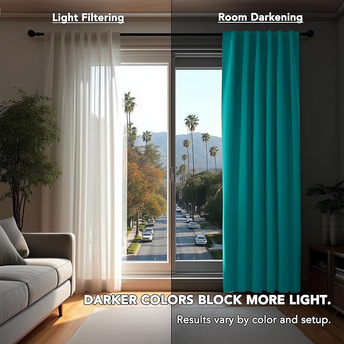 Deconovo Blackout Curtains, Thermal Insulated, W42 x L95 2 Panels, Back Tab - Image 3