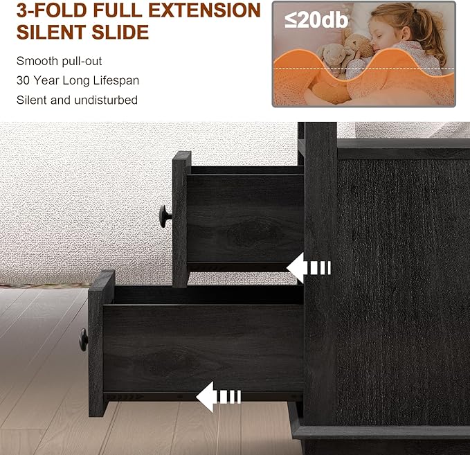 HIFYOBRO Narrow End Table with Flip Top Charging Station and 2 Drawers - Image 5