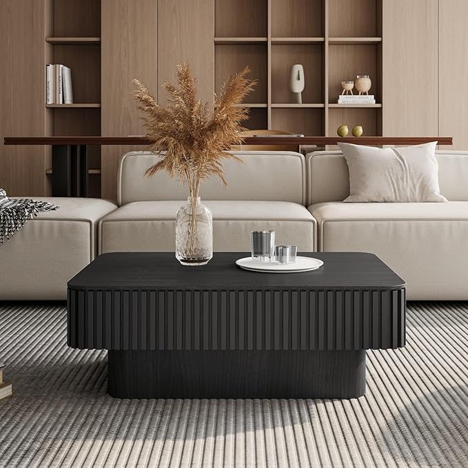 LKTART Lift Top Coffee Table for Living Room, Accent Fluted Coffee Table - Image 3