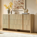 AMERLIFE 63" Fluted 6 Drawer Dresser, Long Modern Chest of Storage Drawers by AMERLIFE