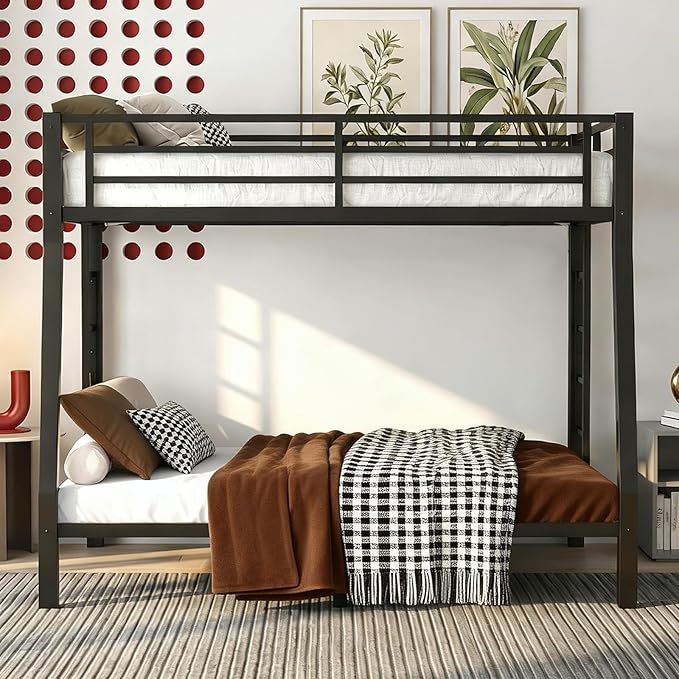 Full XL Over Queen Bunk Bed Frame, Heavy Duty Metal Loft Bed - Image 7
