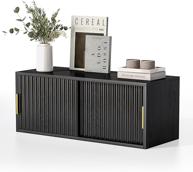 Large Floating TV Stands Set of 2, Modern Fluted Nightstands Wall Mounted - Image 7