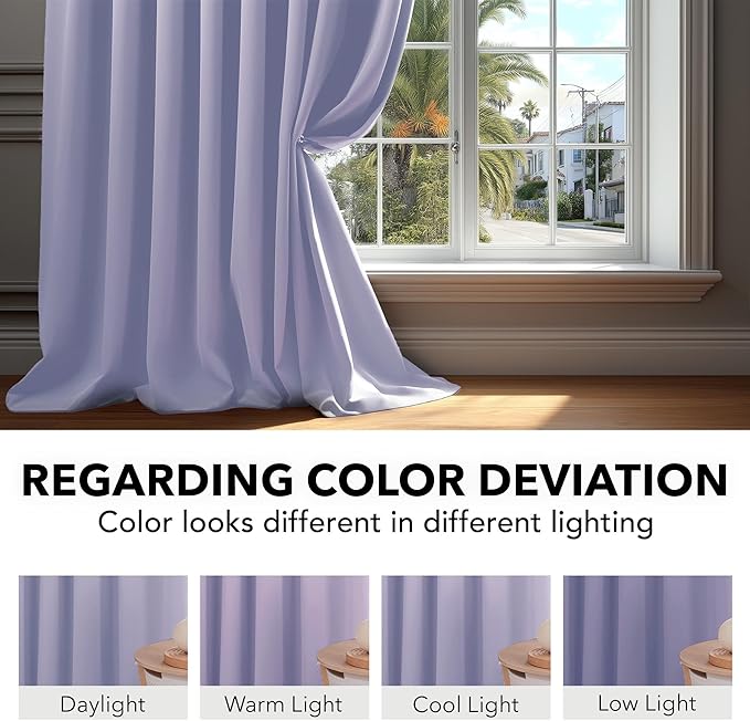 Deconovo Solid Back Tab and Rod Pocket Curtains Thermal Insulated Blackout - Image 6