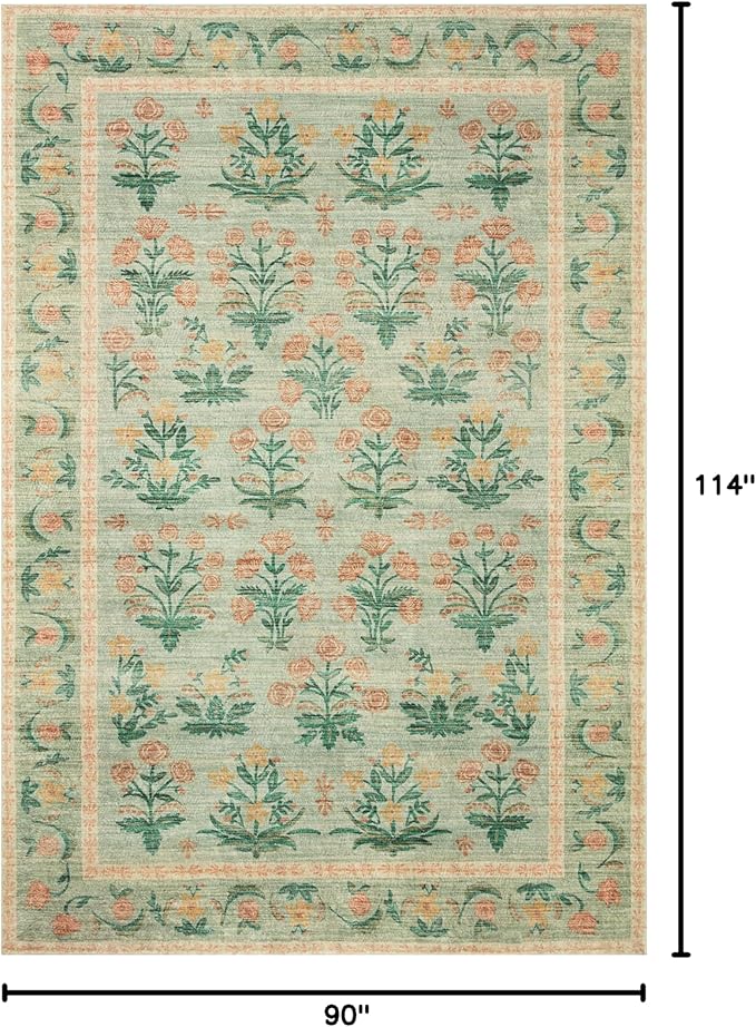 Loloi Rifle Paper Co. Eden Collection EDE-01 Mughal Rose Moss 7'-6" x 9'-6" - Image 2