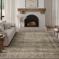 FMFUNCTEX 8x10 Washable Area Rug Brown Vintage Neutral Distressed Large Non by Fmfunctex