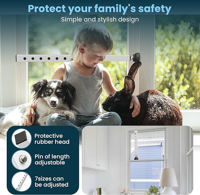 Gadgetzan 1 Pack Window Security Bars Adjustable 11"-18", Portable Short - Image 3
