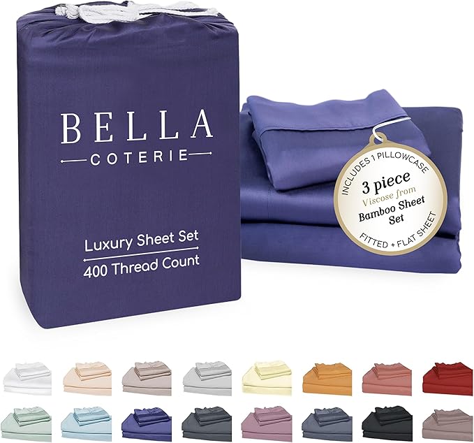 Bella Coterie Luxury Bamboo Viscose Twin Size Sheet Set | 100% Organically by BC