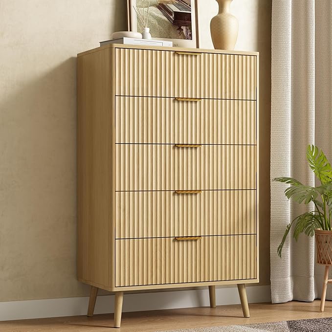 CARPETNAL Fluted 5 Drawers Dresser by CARPETNAL