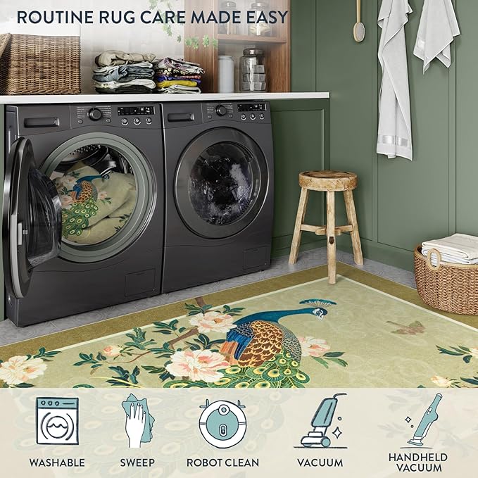 Lahome Peacock Area Rugs 8x10, Soft Washable 8x10 Rugs - Image 6